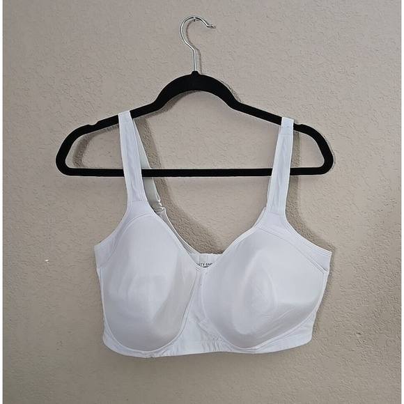 Vanity Fair White Full Figure Medium Impact Wire Free Sport Bra Size 42DDD - Picture 2 of 5